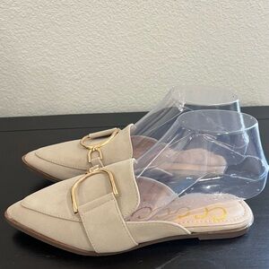 CCOCCI Campbell Slip On Flat Taupe Loafers with Gold Detail